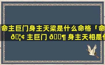 命主巨门身主天梁是什么命格「命 🦢 主巨门 🐶 身主天相是什么命格」